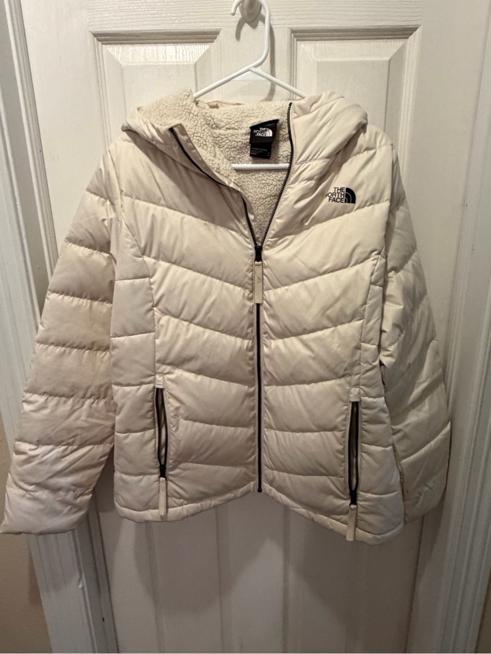 The North Face Women's Cream Hooded Puffer Jacket